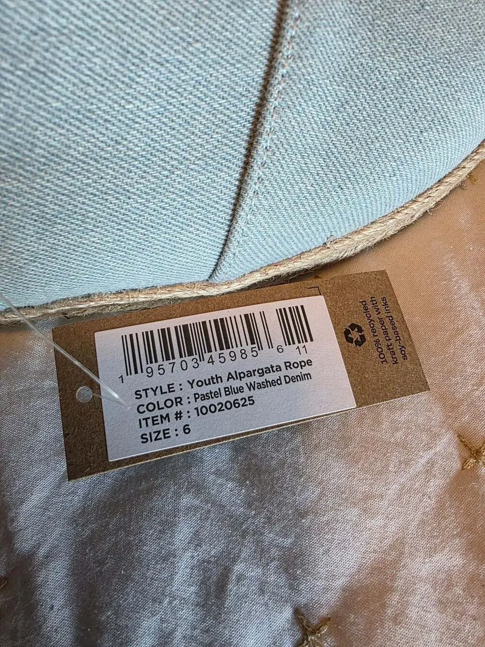 TOMS Women's Alpargata Rope Pastel Blue Washed Denim Espadrille Flats